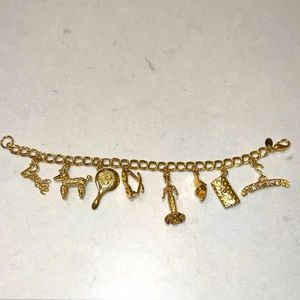 Vintage 1990 Barbie Charm Bracelet Gold Tone